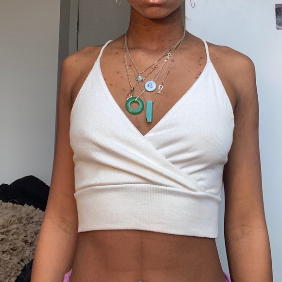 Urban Outfitters white crop top with tie in back - Picture 3 of 3